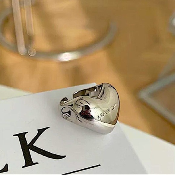 Sterling Silver Plated Love Me Heart Bubble Ring - Picture 7 of 9